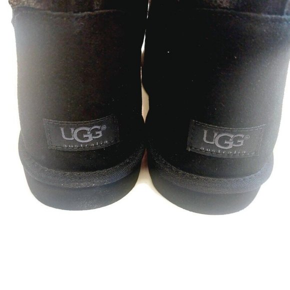 UGG Classic Mini Bomber Suede Sheepskin Boots Mens Size 18 Black 1007307 - Picture 3 of 9